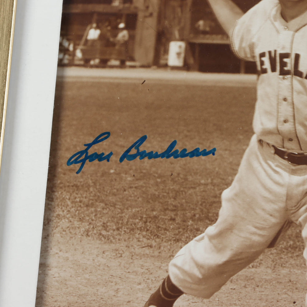 Lou Boudreau Signed (JSA Hologram) Indians 10x12 Custom Framed Photo Display