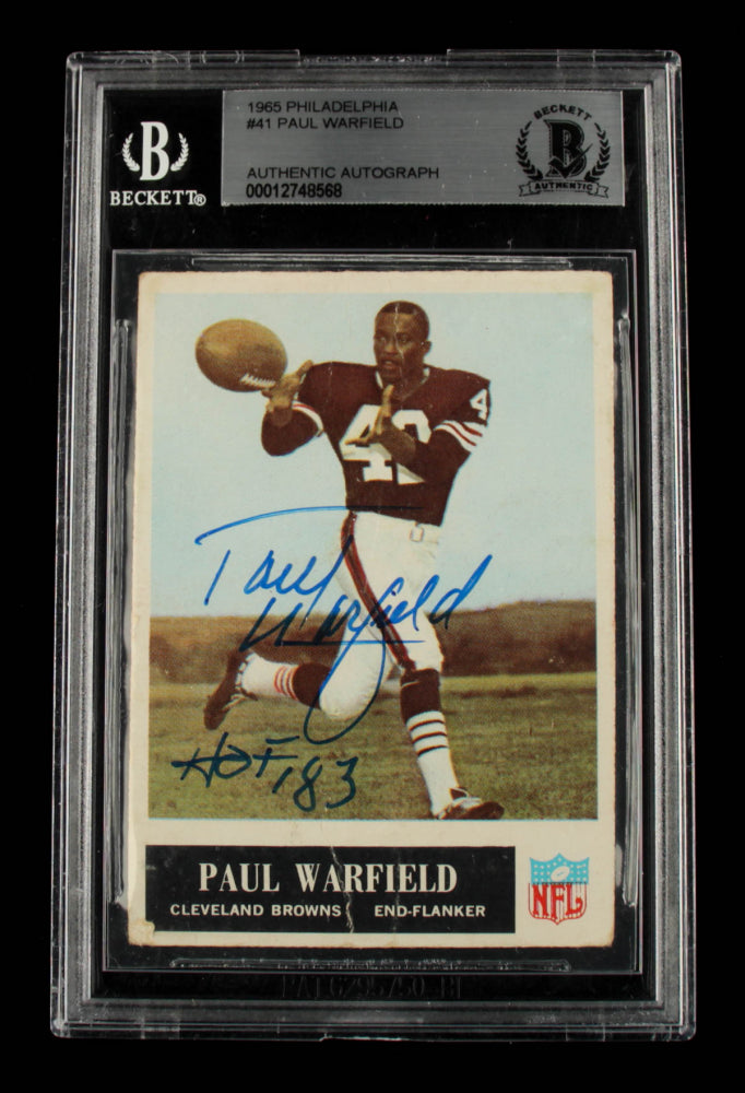 1965 Philadelphia #41 Paul Warfield RC HOF Auto Slabbed Signed