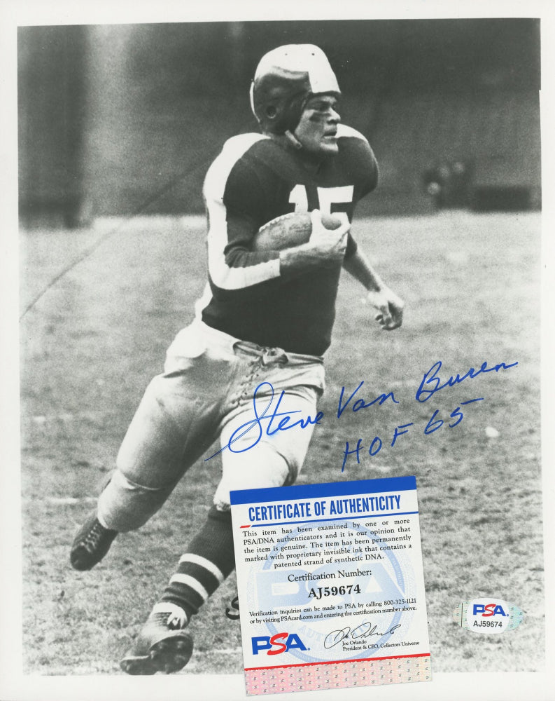 Steve Van Buren Signed Eagles 8x10 Photo Inscribed "HOF 65" (PSA COA)