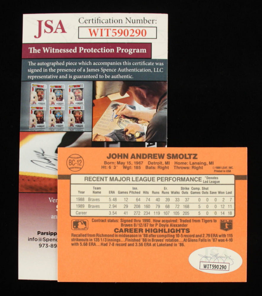 Tom Glavine Signed (JSA COA) 1990 Donruss Bonus MVP's #BC12A