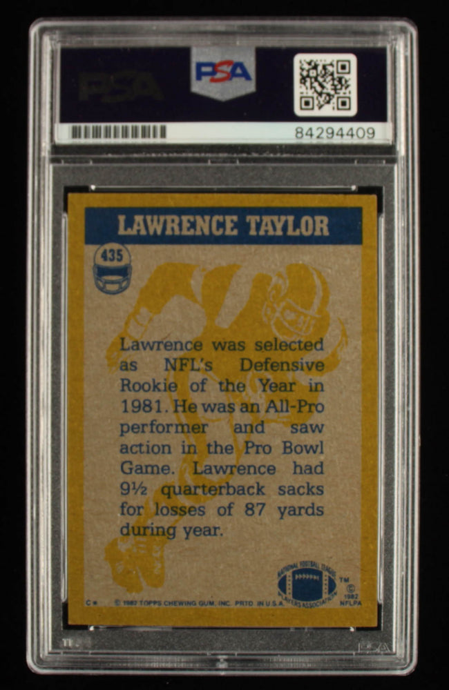 Lawrence Taylor Signed 1982 Topps #435 IA - Rookie Card- Autograph Graded PSA 9