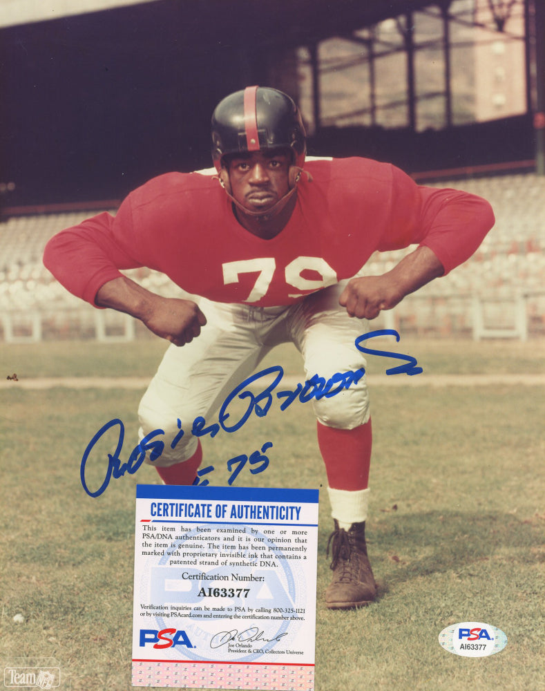 Rosey Brown Signed Giants 8x10 Photo Inscribed "HOF 75" (PSA COA)
