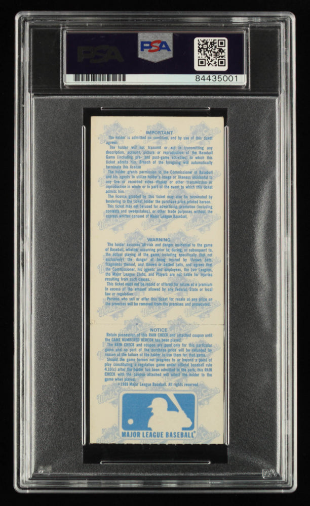 Rickey Henderson Signed 1989 World Series Game 2 Ticket - Autograph Graded PSA 10