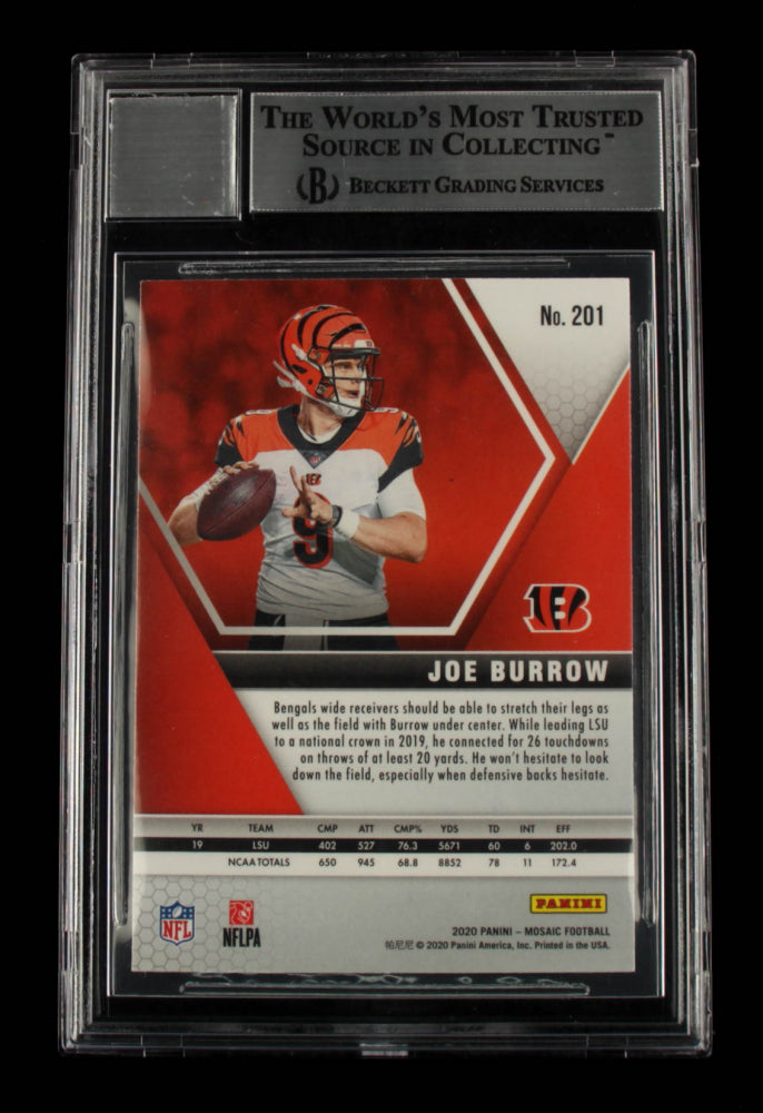 Joe Burrow Signed 2020 Panini Mosaic #201 RC - Autograph Graded Beckett 10 - Rookie Card