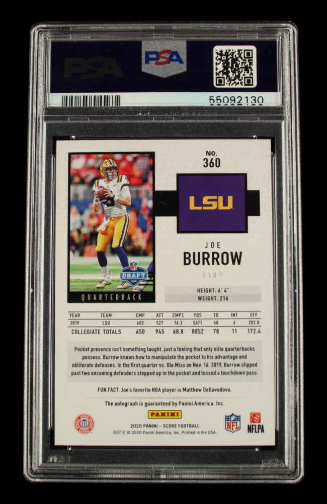Joe Burrow 2020 Score Rookie Autographs #360 RC (PSA 10) Rookie Card