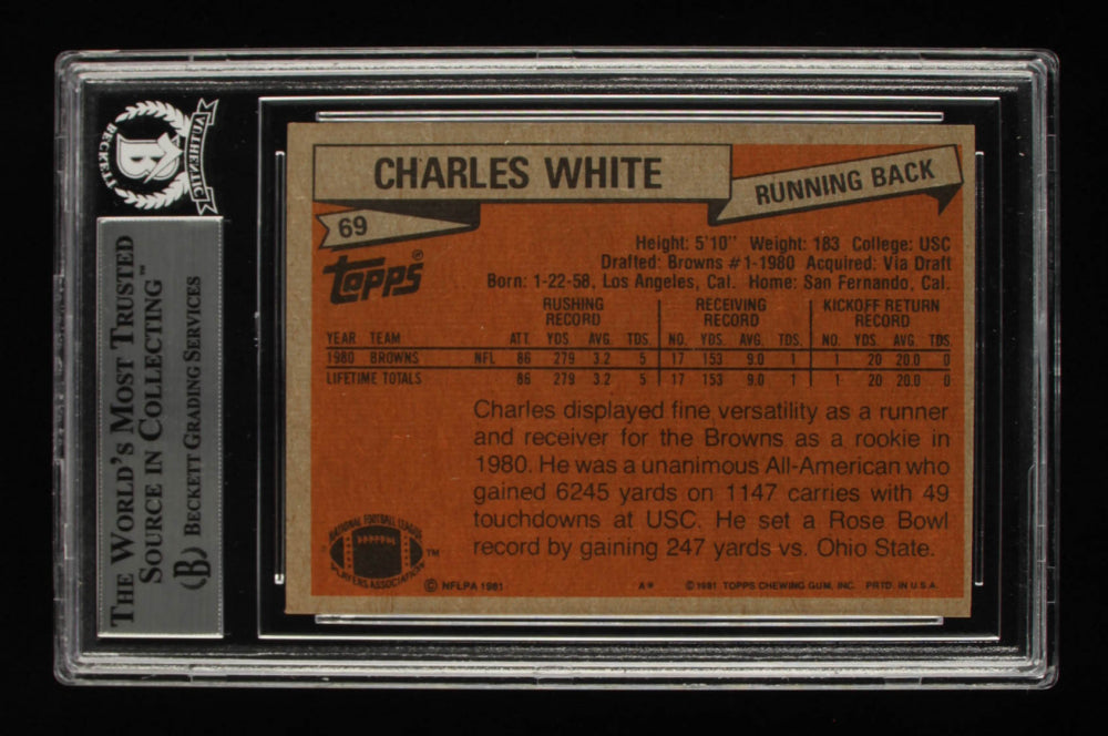 Charles White Signed 1981 Topps #69 (BGS) Rookie Card