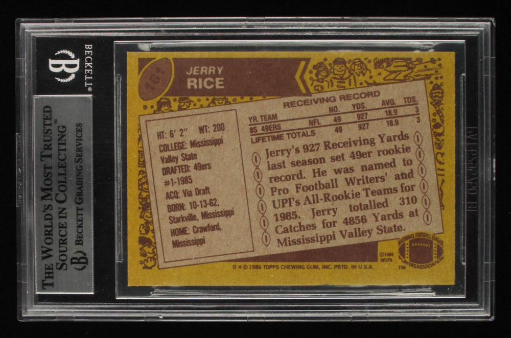 Jerry Rice Signed 1986 Topps #161 (BGS) - Rookie Card