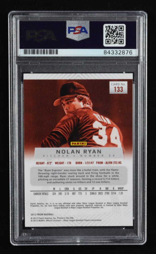 Nolan Ryan Signed 2012 Panini Prizm #133 - Autograph Graded PSA 10