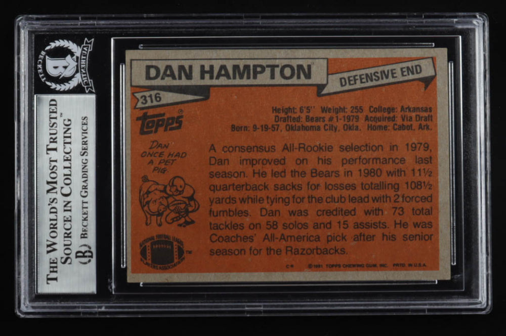 Dan Hampton Signed 1981 Topps #316 (BGS) - Rookie Card