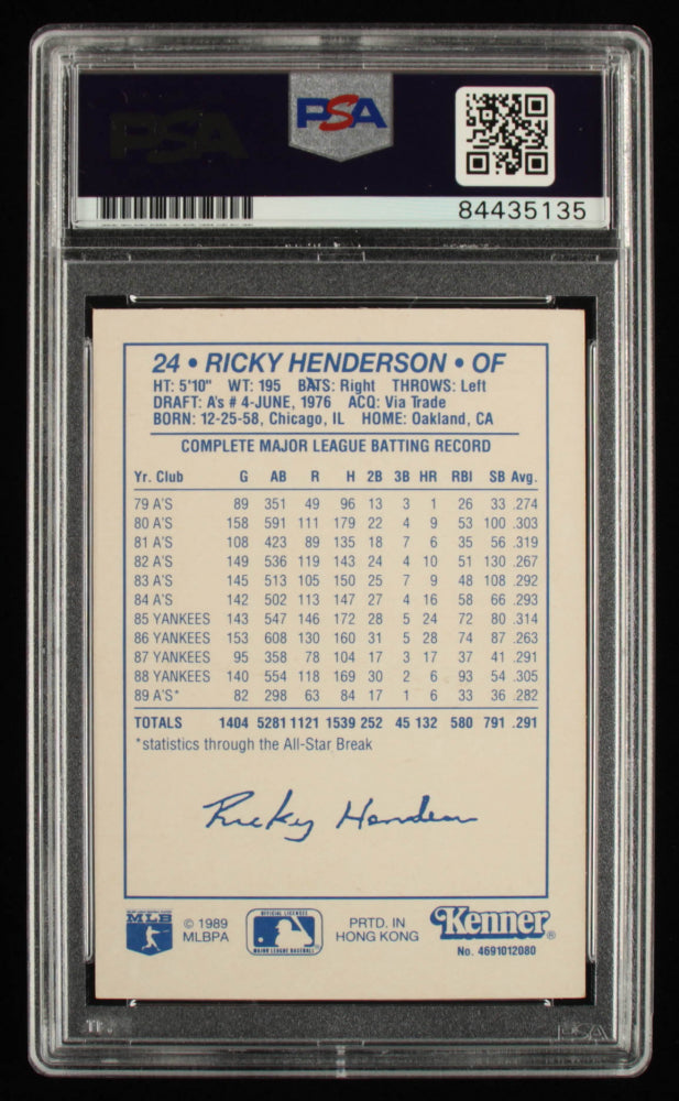 Rickey Henderson Signed 1990 Kenner Starting Lineup Cards - Autograph Graded PSA 10