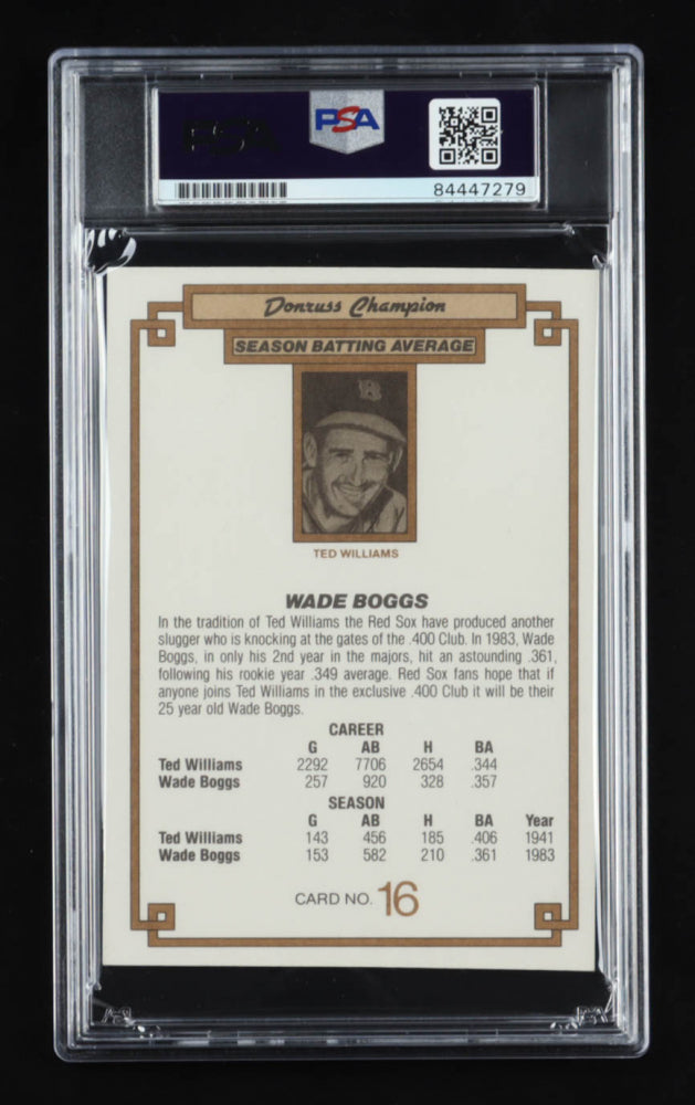 Wade Boggs Signed 1984 Donruss Champions #16 - Autograph Graded PSA 10