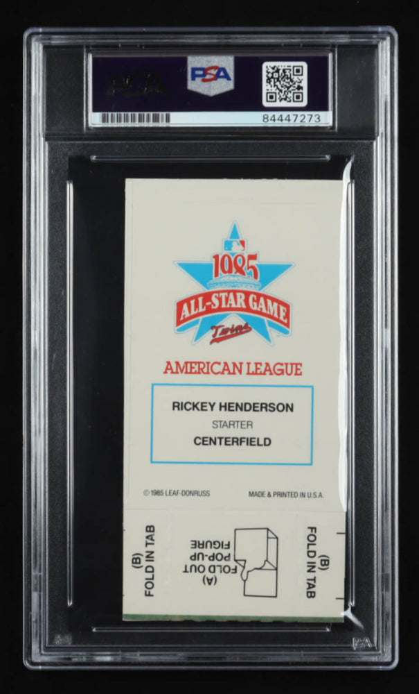 Rickey Henderson Signed 1985 All-Star Game Program Inserts #58 (PSA Encapsulated) Autograph Graded PSA 10