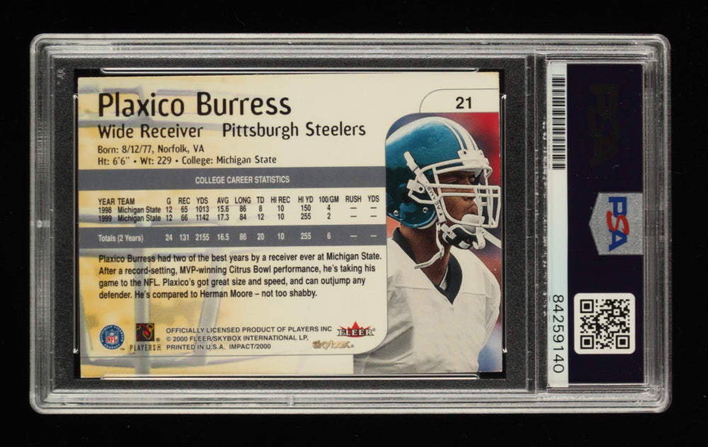 Plaxico Burress Signed 2000 Impact #21 (PSA Encapsulated) - Rookie Card