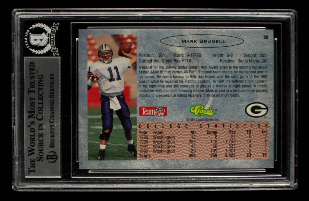 Mark Brunell Signed 1993 Classic #88 (BGS Encapsulated) - Rookie Card