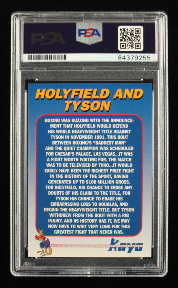 Mike Tyson Signed Holyfield / Tyson 1991 Kayo Holograms #10 - Auto Grade PSA 10