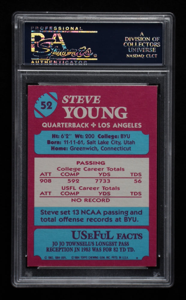 Steve Young Signed 1984 Topps USFL #52 XRC - Autograph Graded PSA 10