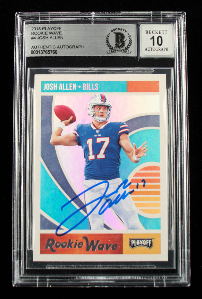 Josh Allen Signed 2018 Playoff Rookie Wave #4 - Autograph Grade Beckett 10 - Rookie Card