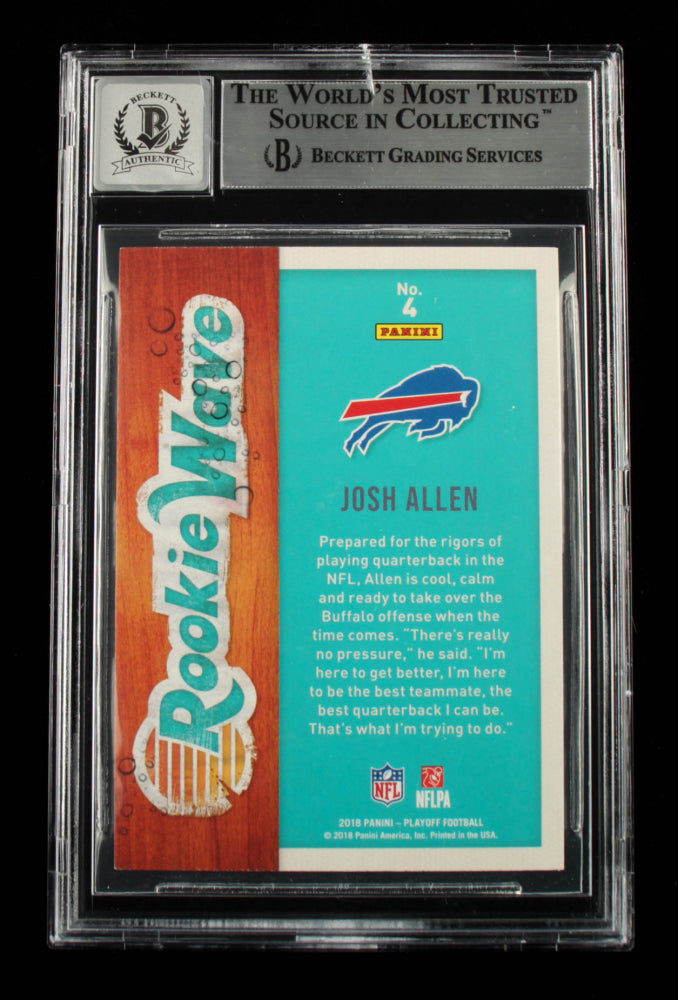 Josh Allen Signed 2018 Playoff Rookie Wave #4 - Autograph Grade Beckett 10 - Rookie Card