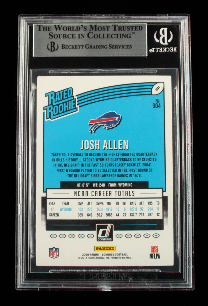 Josh Allen Signed 2018 Donruss #304 RR (BGS) Rookie Card