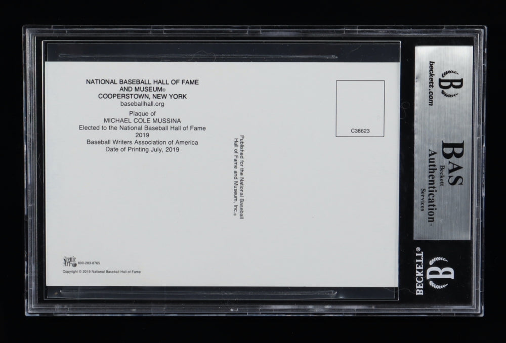 Mike Mussina Signed Hall of Fame Plaque Postcard (BGS)
