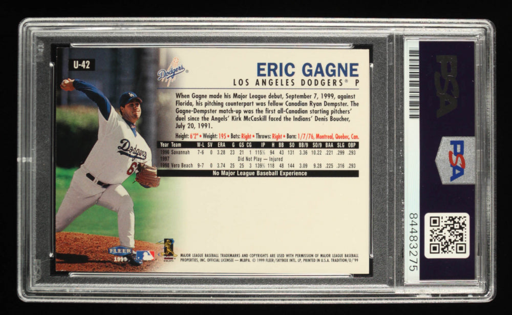 Eric Gagne Signed 1999 Fleer Tradition Update #U42 RC (PSA) - Rookie Card