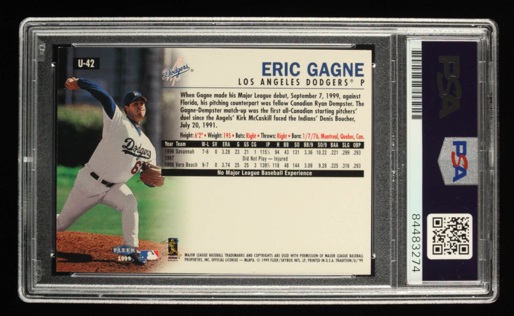 Eric Gagne Signed 1999 Fleer Tradition Update #U42 (PSA) - Rookie Card