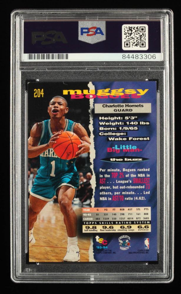 Muggsy Bogues Signed 1993-94 Stadium Club #204 (PSA)