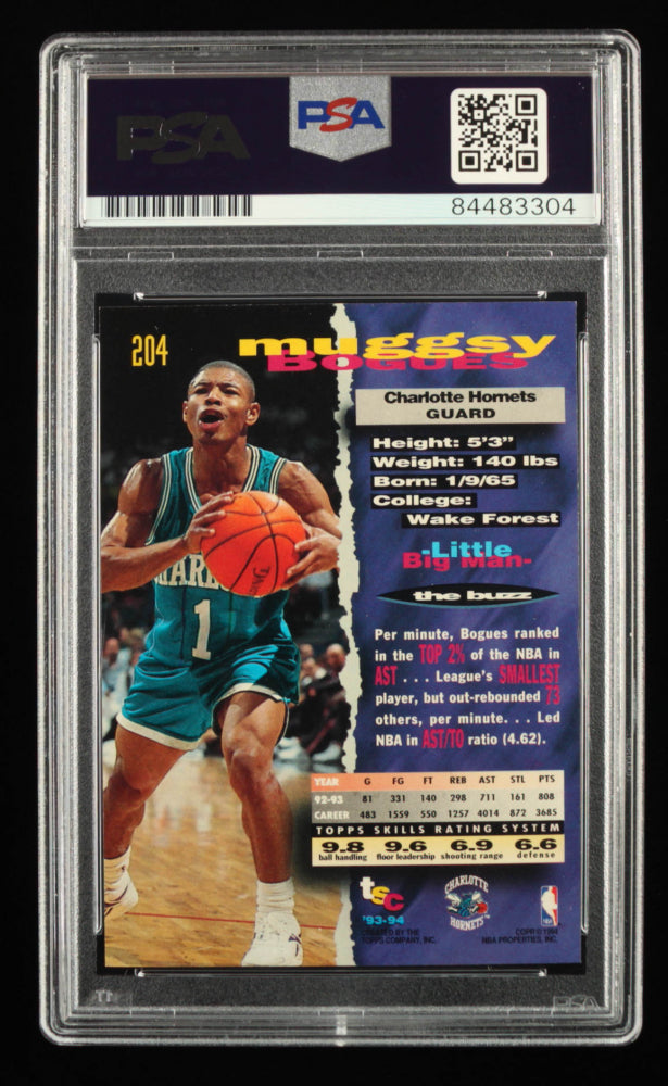 Muggsy Bogues Signed 1993-94 Stadium Club #204 (PSA)