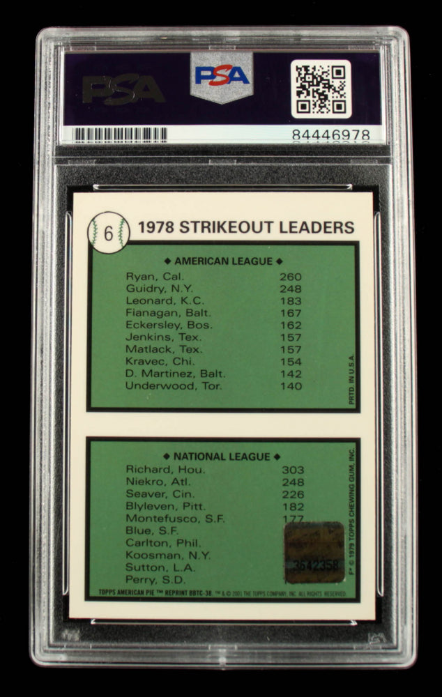 Nolan Ryan Signed 2001 Topps American Pie Timeless Classics Relics #BBTC38 79 Jsy - Autograph Graded PSA 10