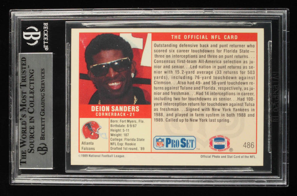 Deion Sanders Signed 1989 Pro Set #486 (BGS) Rookie Card