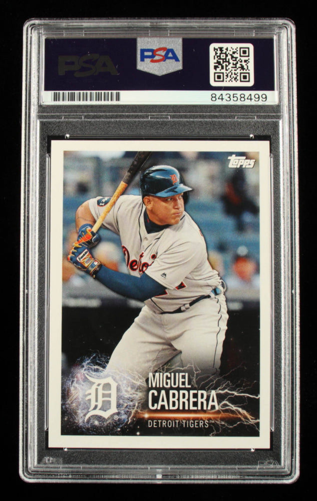 Ronald Acuna Jr. Signed 2019 Topps Stickers #39 Miguel Cabrera - Autograph Graded PSA 10