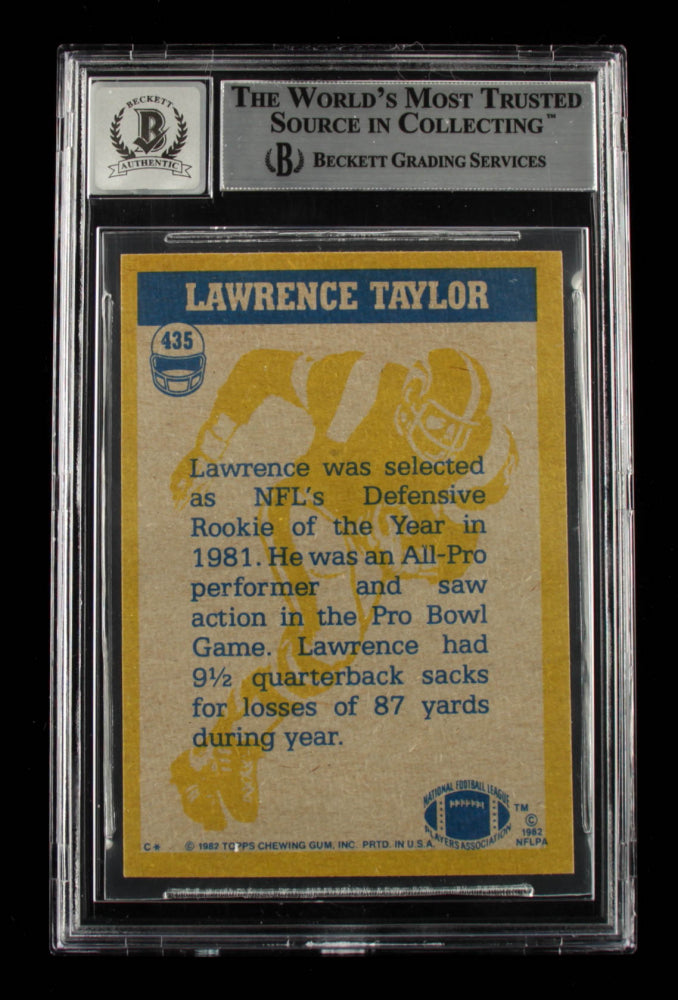 Lawrence Taylor Signed 1982 Topps #435 IA - Rookie Card- Autograph Graded (BGS) 10