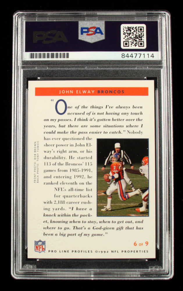 John Elway 1992 Pro Line Profiles Autographs #231 - Autograph Graded PSA 7