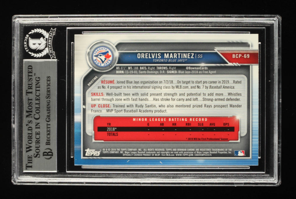 Orelvis Martinez Signed 2019 Bowman Chrome Prospects #BCP69 (BGS) - Rookie Card