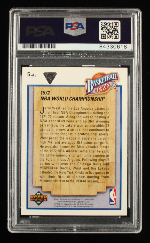 Jerry West Signed 1991-92 Upper Deck Jerry West Heroes #5 NBA World / Championship - Autograph Graded PSA 10