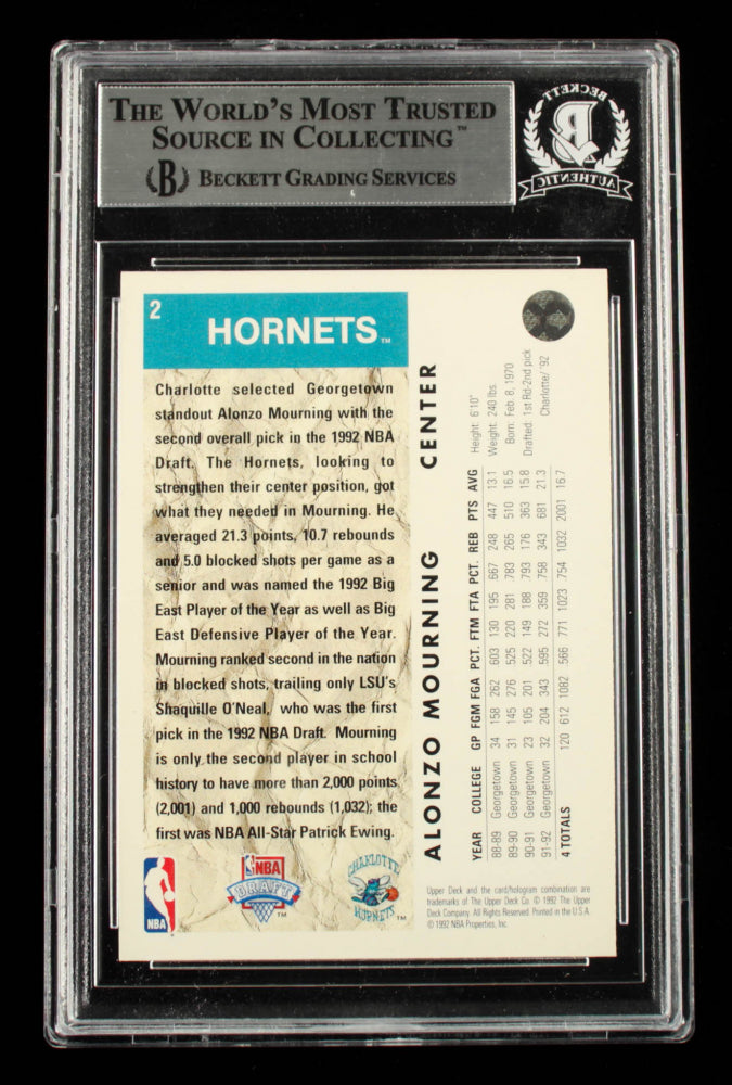 Alonzo Mourning Signed 1992-93 Upper Deck #2 (BGS) Rookie Card