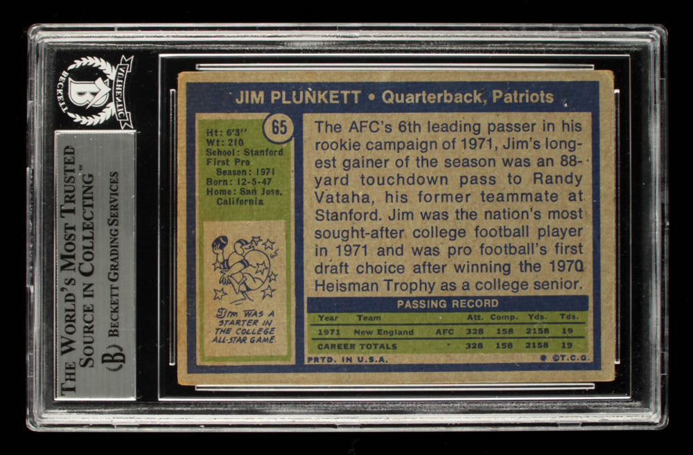 Jim Plunkett Signed 1972 Topps #65 (BGS) Rookie Card