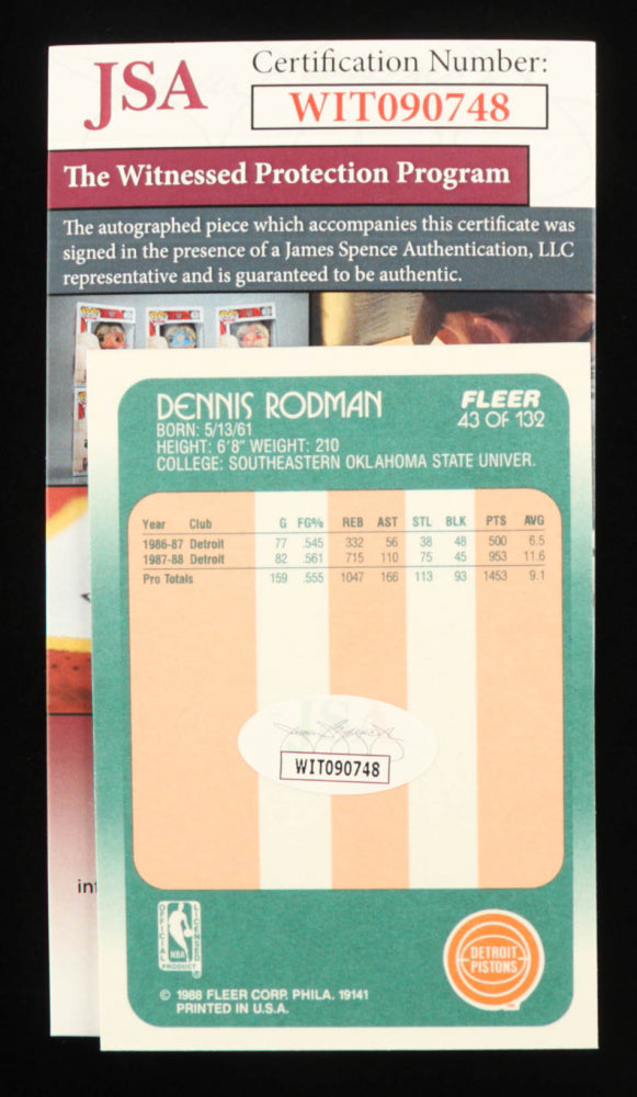 Dennis Rodman Signed 1988-89 Fleer #43 (JSA) - Rookie Card