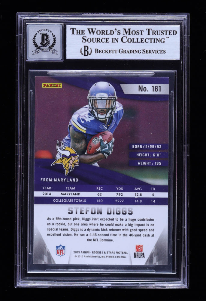 Stefon Diggs Signed 2015 Rookies and Stars #161 Autograph Graded Beckett 10 | Rookie Card