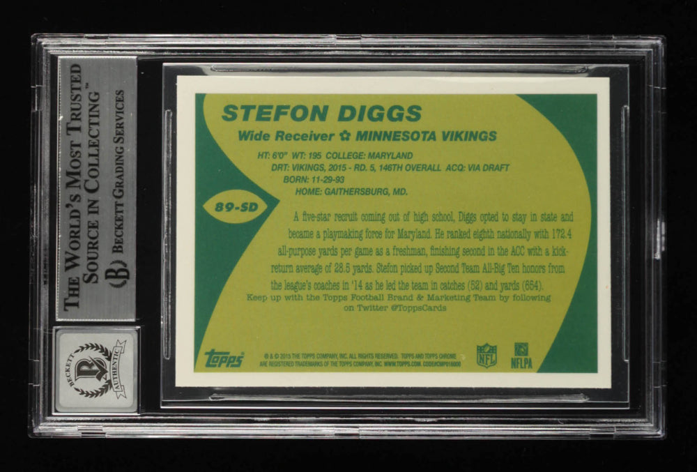 Stefon Diggs Signed 2015 Topps Chrome '89 #89SD - Autograph Graded Beckett (BGS) 10 - Rookie Card
