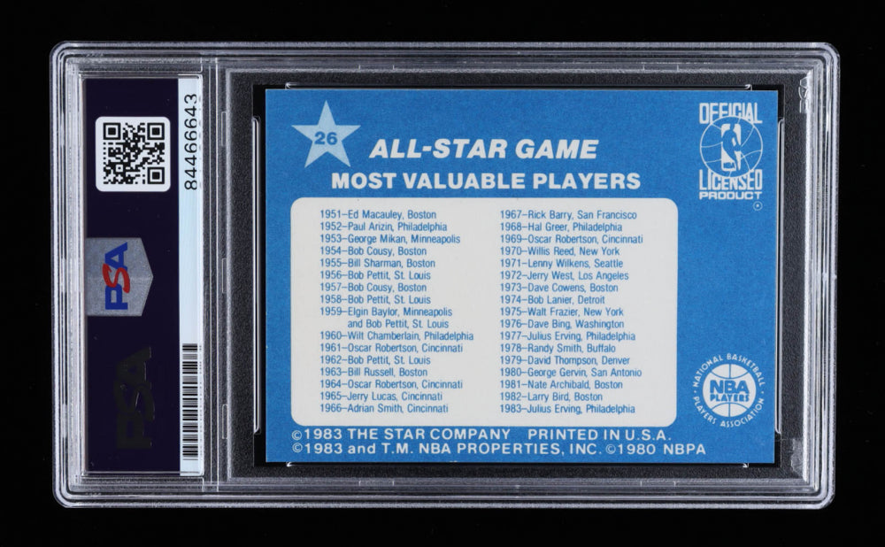 Julius "Dr. J" Erving Signed 1983 Star All-Star Game #26 MVP - Autograph Graded PSA 10