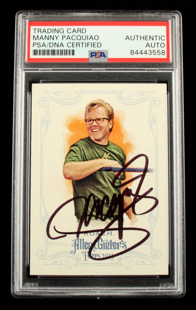 Manny Pacquiao Signed Freddie Roach 2013 Topps Allen and Ginter #219 (PSA)