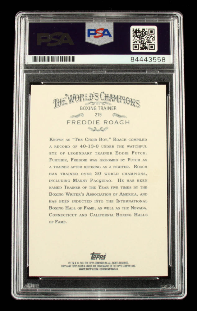 Manny Pacquiao Signed Freddie Roach 2013 Topps Allen and Ginter #219 (PSA)