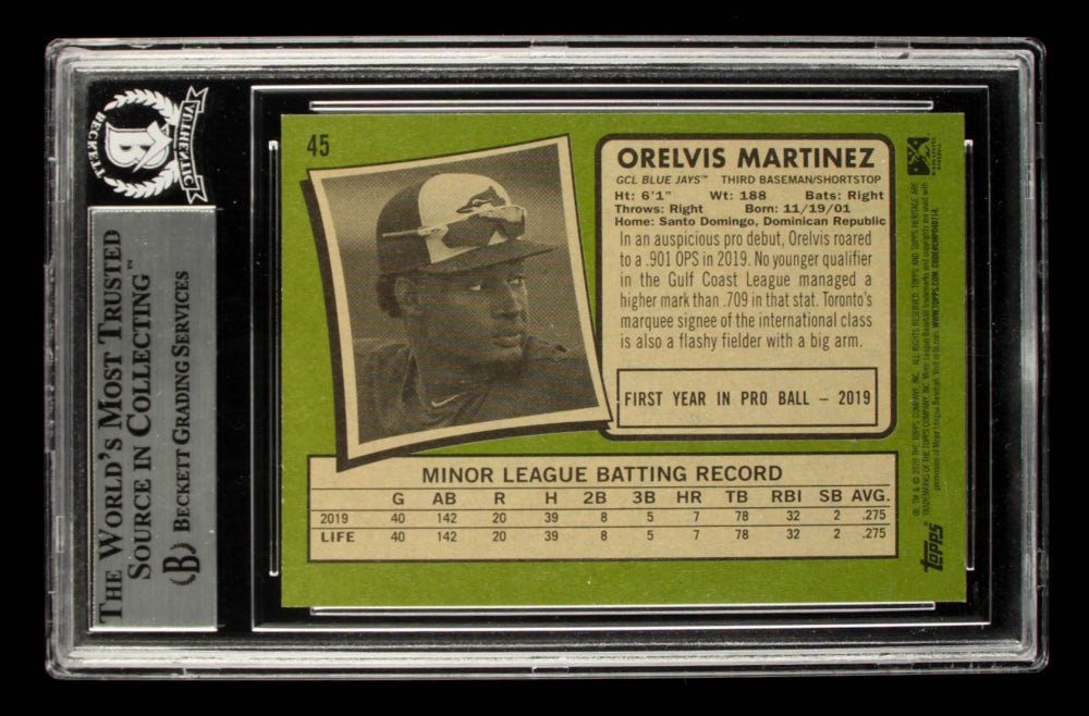 Orelvis Martinez Signed 2020 Topps Heritage Minors #45 (BGS) Rookie Card