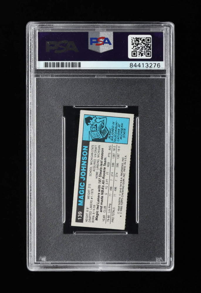 Magic Johnson Signed 1980-81 Topps #139 Singles RC - Rookie Card - Autograph Graded PSA 10