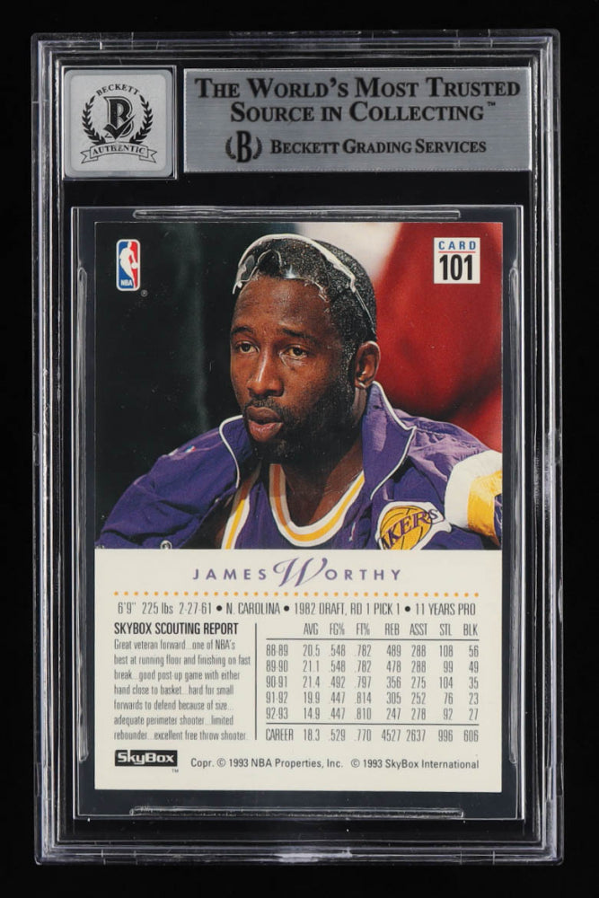 James Worthy Signed 1993-94 SkyBox Premium #101 - Autograph Graded Beckett (BGS) 10