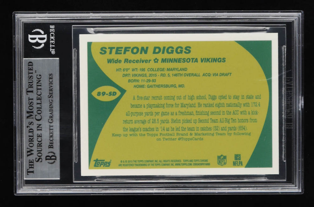 Stefon Diggs Signed 2015 Topps Chrome '89 #89SD (BGS) - Rookie Card