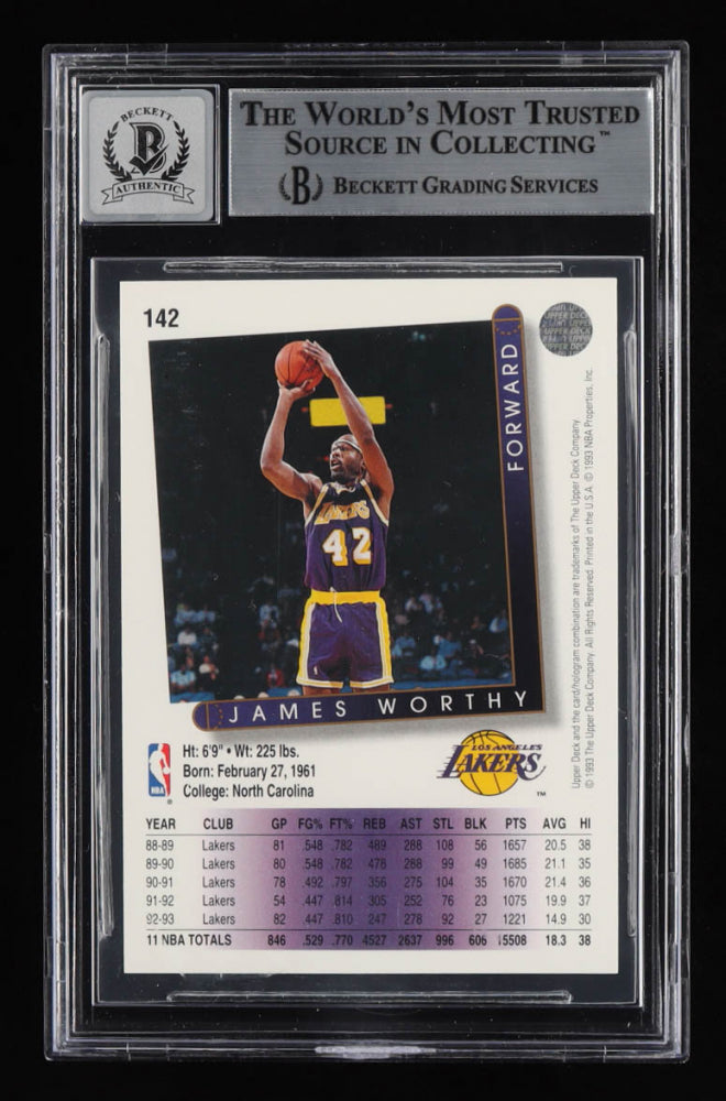 James Worthy Signed 1993-94 Upper Deck #142 - Autograph Graded Beckett (BGS) 10