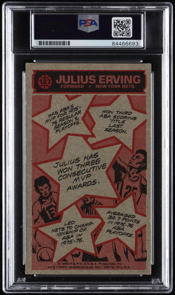 Julius Erving Signed 1976-77 Topps #127 AS - Autograph Graded PSA 10