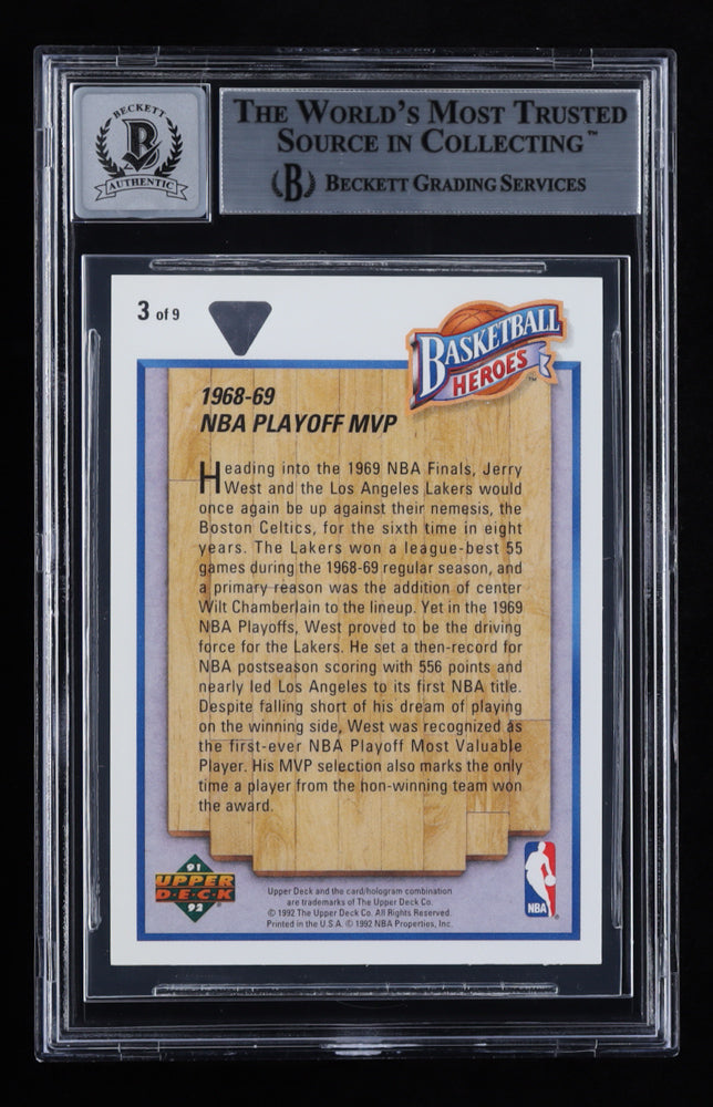 Jerry West Signed 1991-92 Upper Deck Jerry West Heroes #3 - Autograph Graded Beckett (BGS) 10